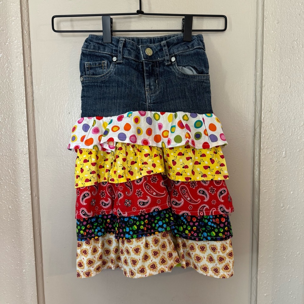 Y2K 2010 Sonoma Girl’s 6 Slim Denim Layered Skirt Whimsical CottageCore